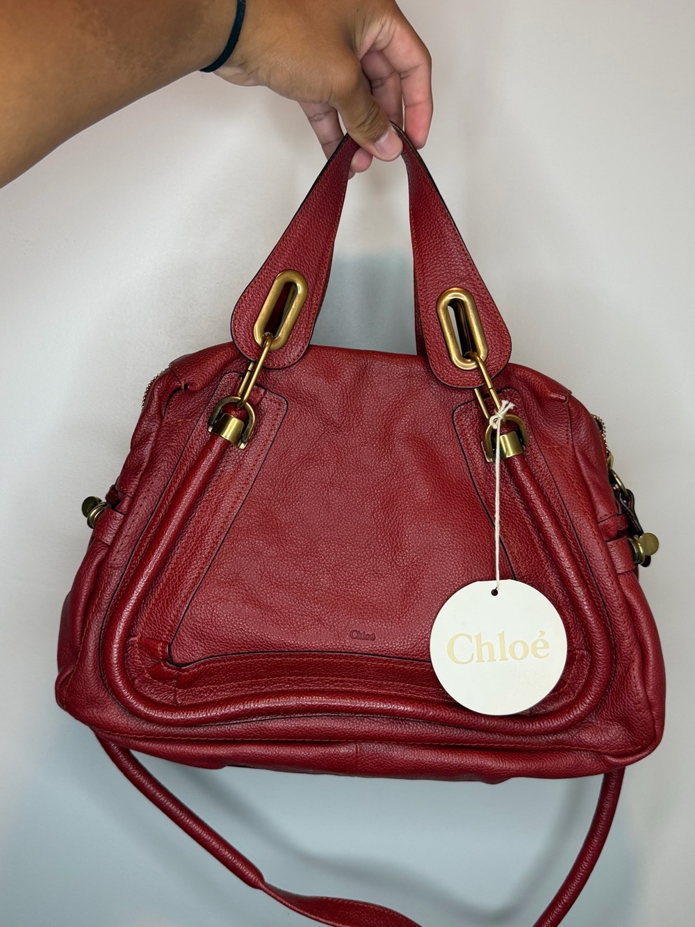 CHLOE
Red Pebbled Leather Medium Paraty Bag